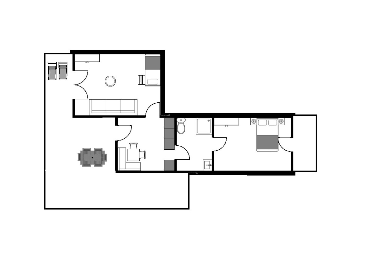 Afbeelding van 4 pers. appartement met groot terras en balkon, uitzicht op de bergen