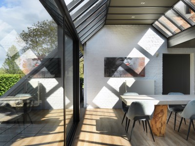 Stijlvolle familie kamer met ruime badkamer.