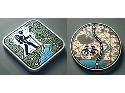 Cycling and walking routes in the area.